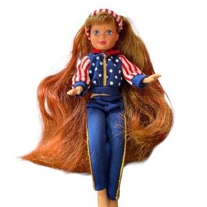 Vintage Kid Kore Doll Red Hair USA Patriotic Red White Blue 1990  7 -1/2"